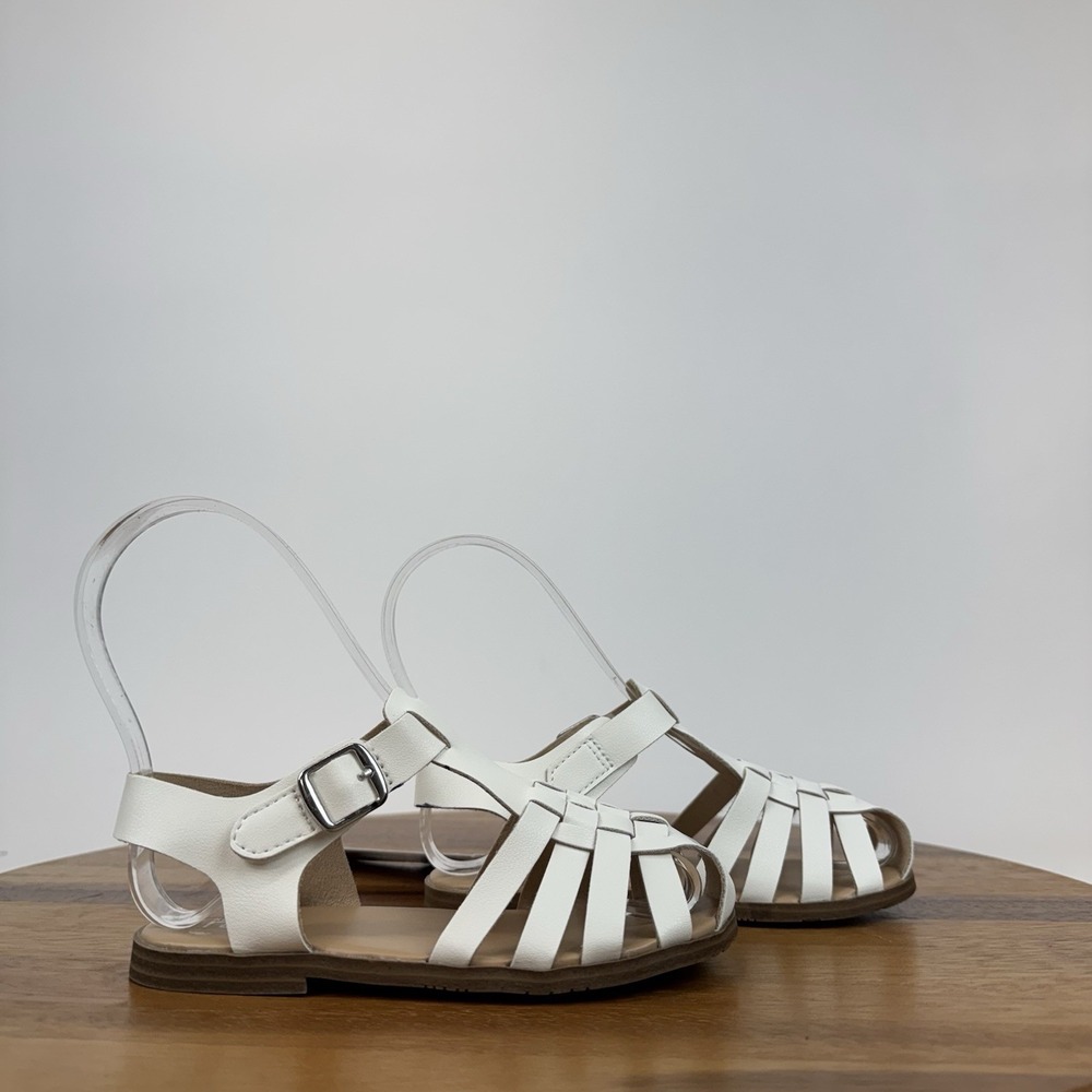 New Girls Nordstrom Rack Indie White Faux Leather Fisherman Sandals Size 10 C‎